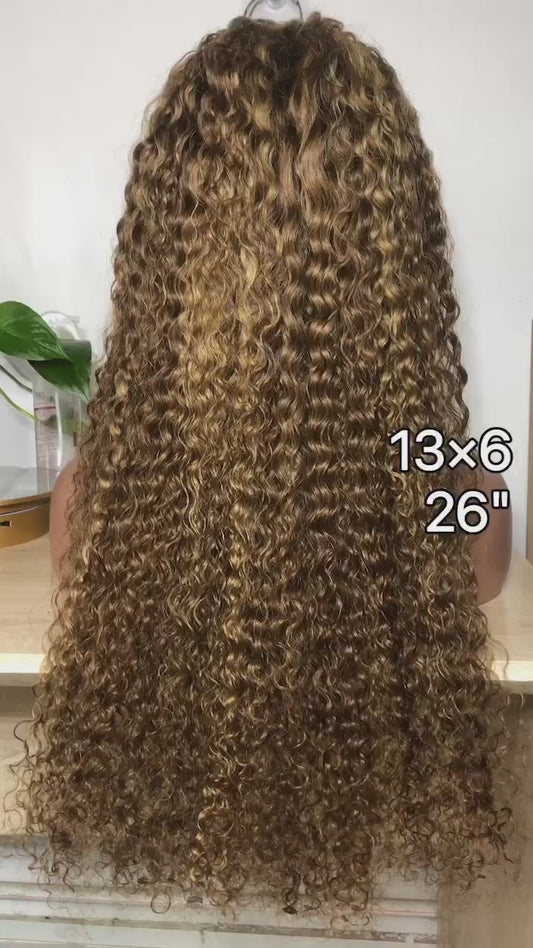 13x6 26inch Transparent Italian Curly Lace Front Wig